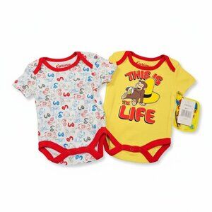Curious George Baby Bodysuit 2 Pack Cartoon Graphic Unisex